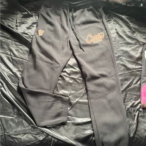 Crooks & Castles Black Jogger Sweatpants with Orange Logo